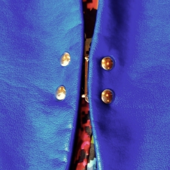 Vegan Leather Tailored Jacket Blue XS - Picture 5 of 8